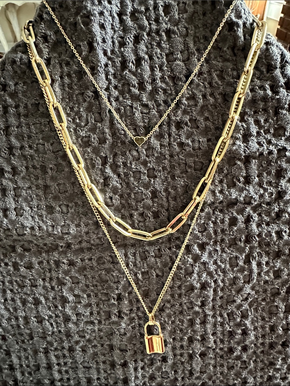 Park Lane Gold-Tone Layered Lock & Heart Necklace Set